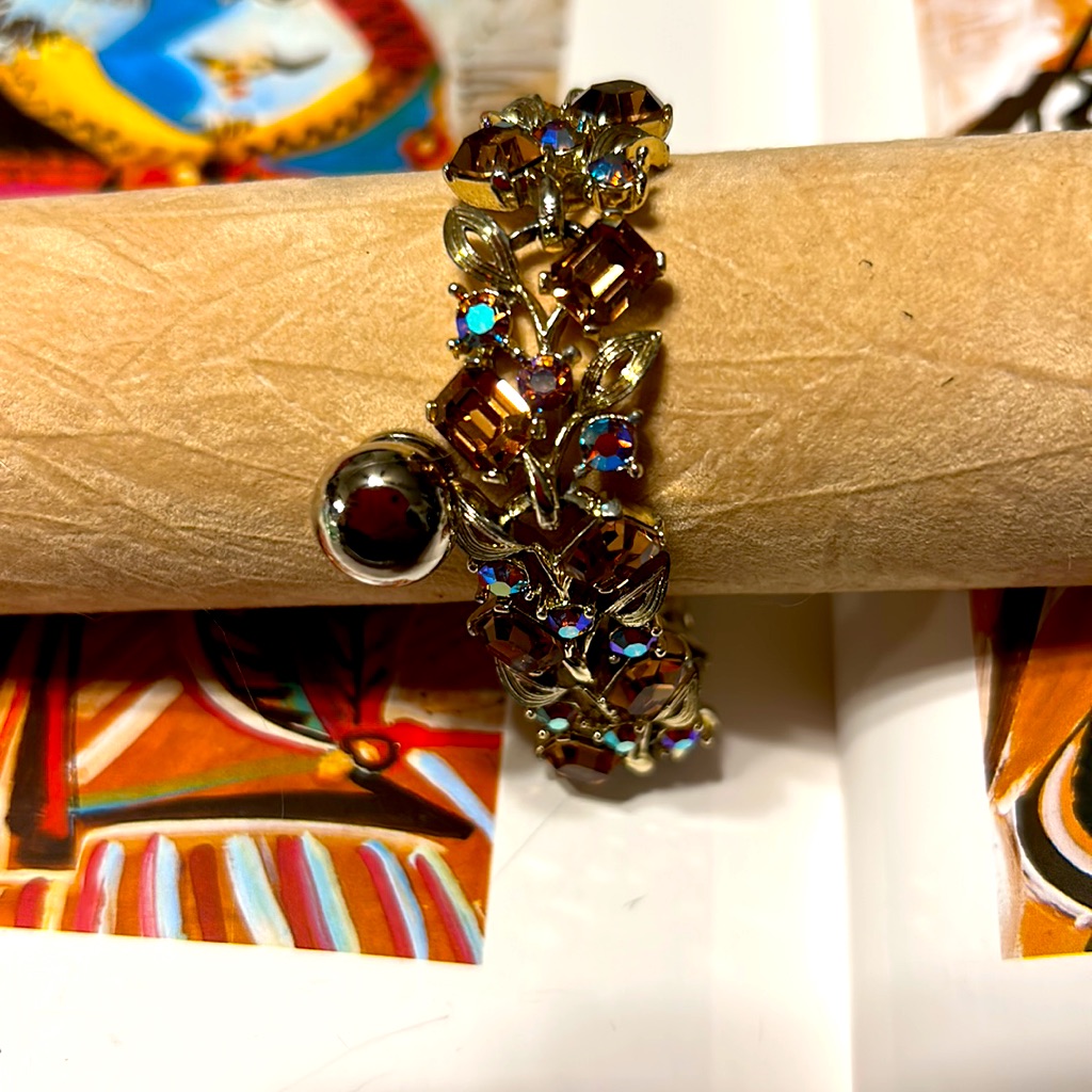 Lisner Multi-Color Amber Borealis Crystal Midcentury 1950's Bracelet